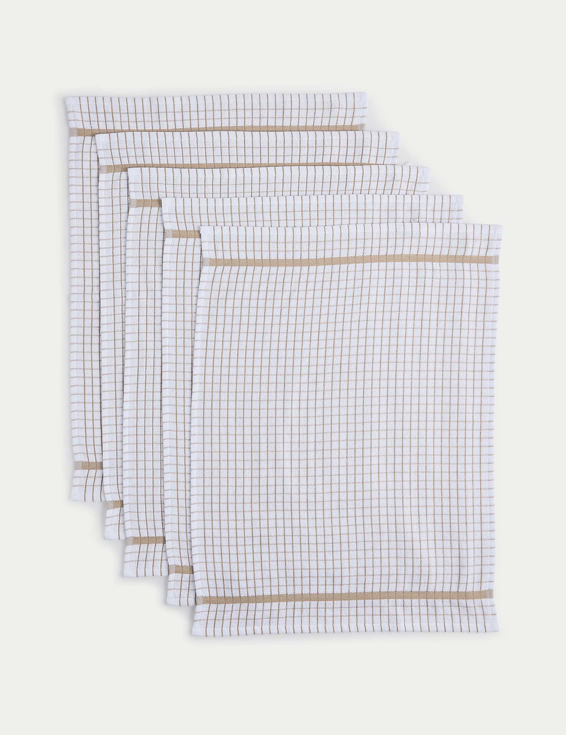 Set of 5 checked terry tea towels (British brand)