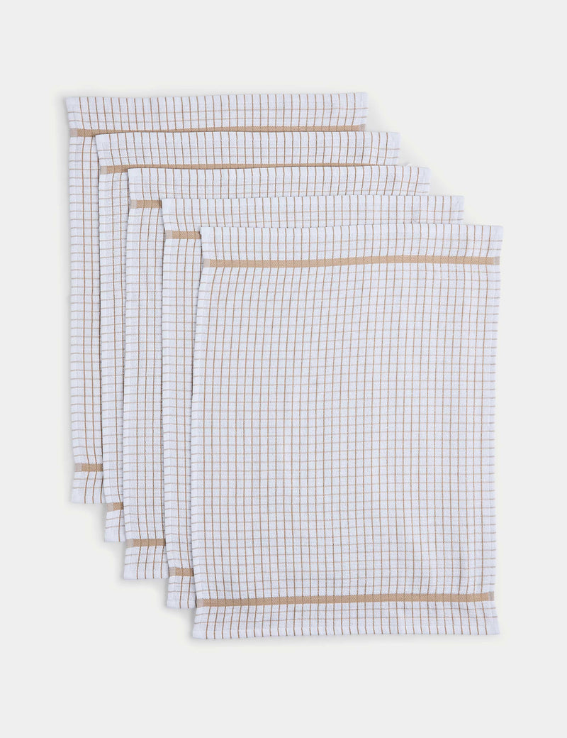 Set of 5 checked terry tea towels (British brand)