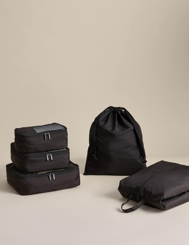 Packing cubes set of 5 with zip cubes and shoe bag, imported from the UK