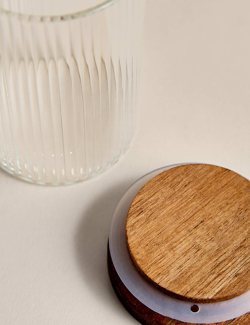 5 ribbed glass spice jars with rack, imported from the UK