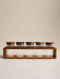 5 ribbed glass spice jars with rack, imported from the UK