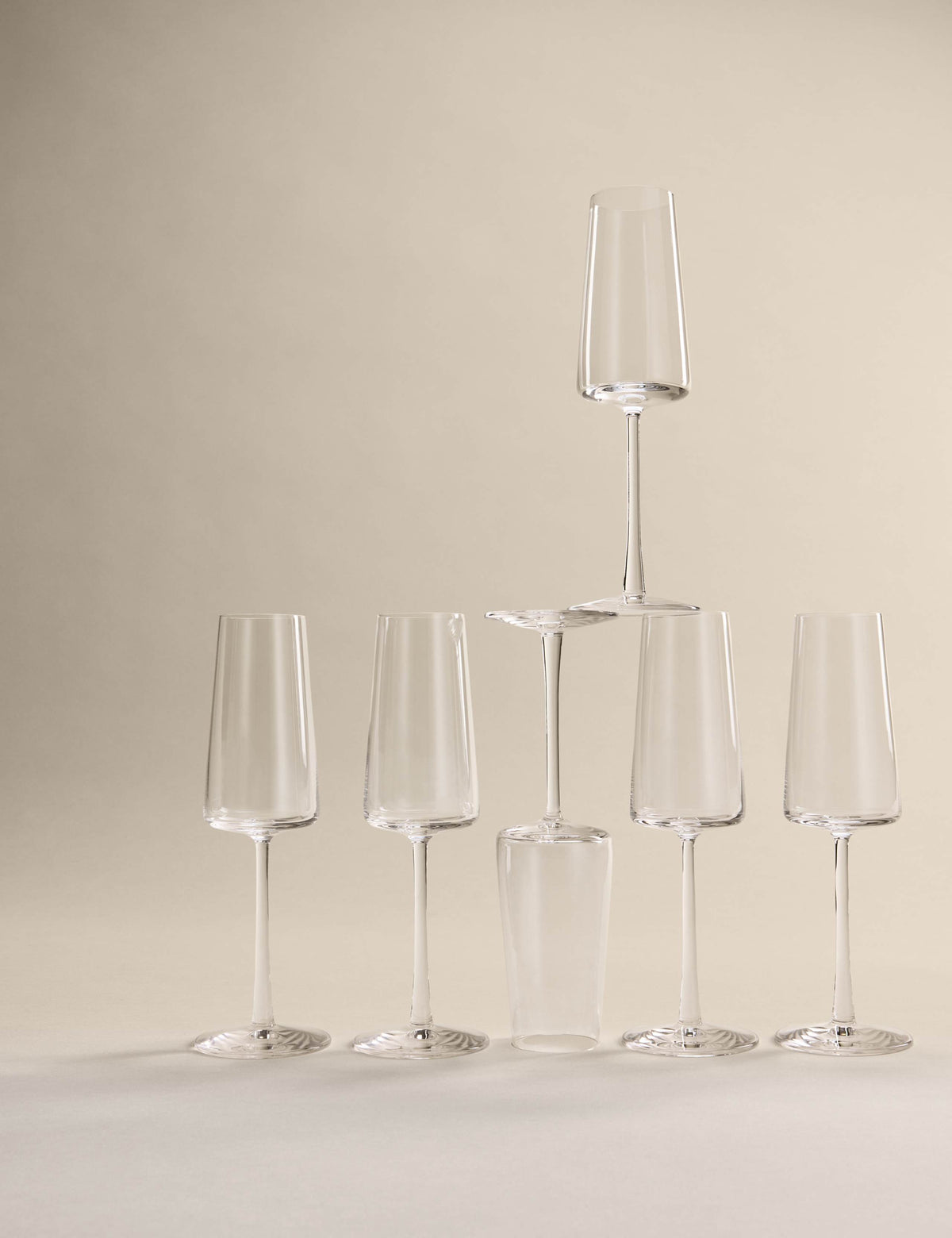 Set of 6 Modern Champagne Flutes