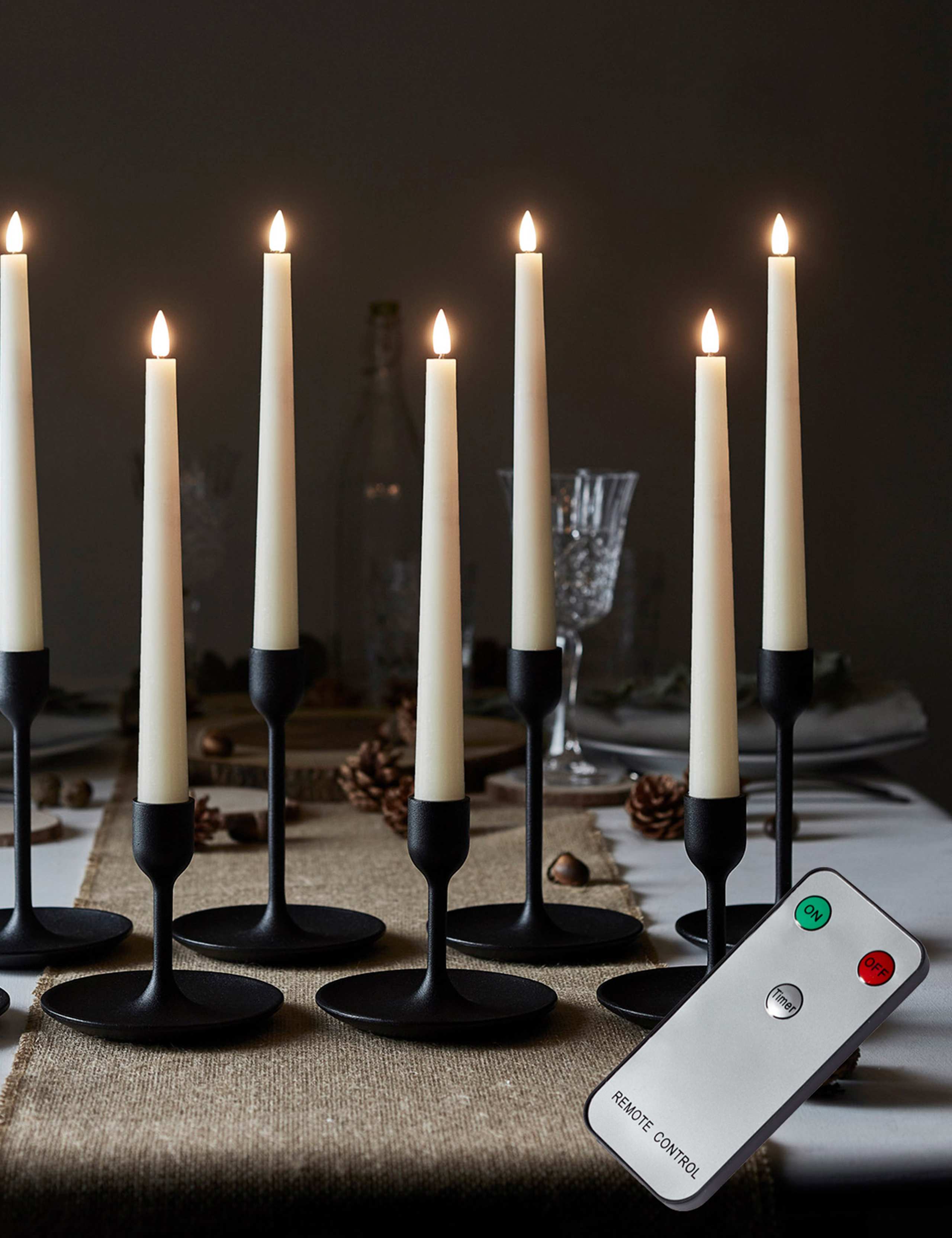 TruGlow Taper LED Candles Set of 8 (British brand)
