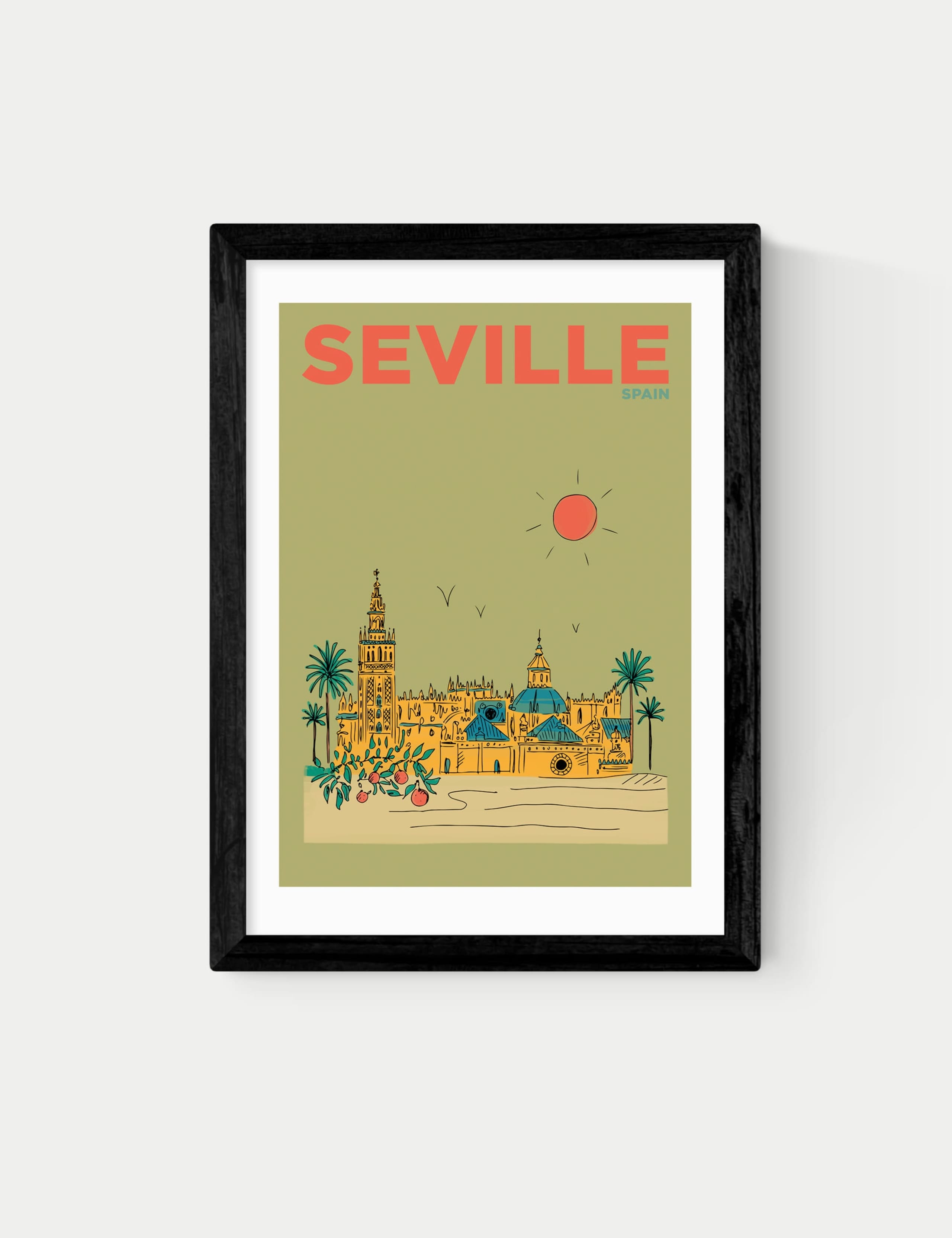 East End Prints Seville cityscape framed art print, imported from the UK