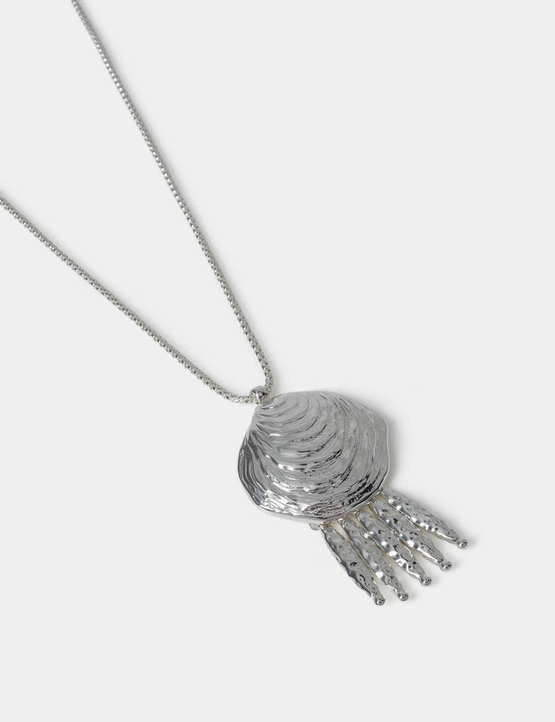 Shell Drop Long Pendant necklace in metal, UK version