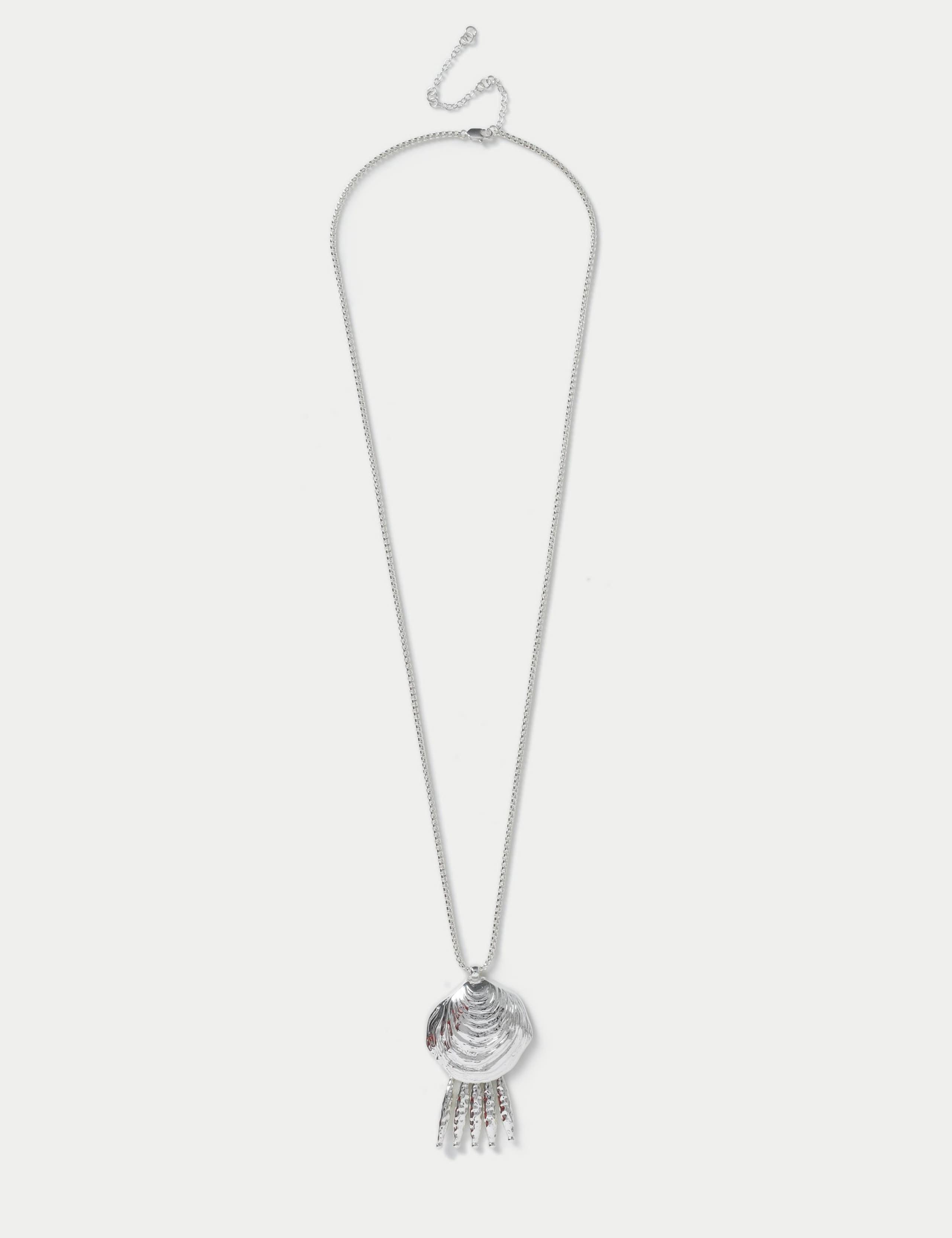 Shell Drop Long Pendant necklace in metal, UK version