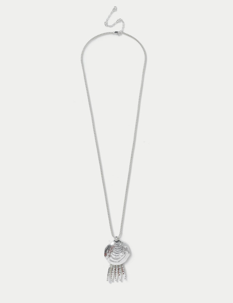 Shell Drop Long Pendant necklace in metal, UK version