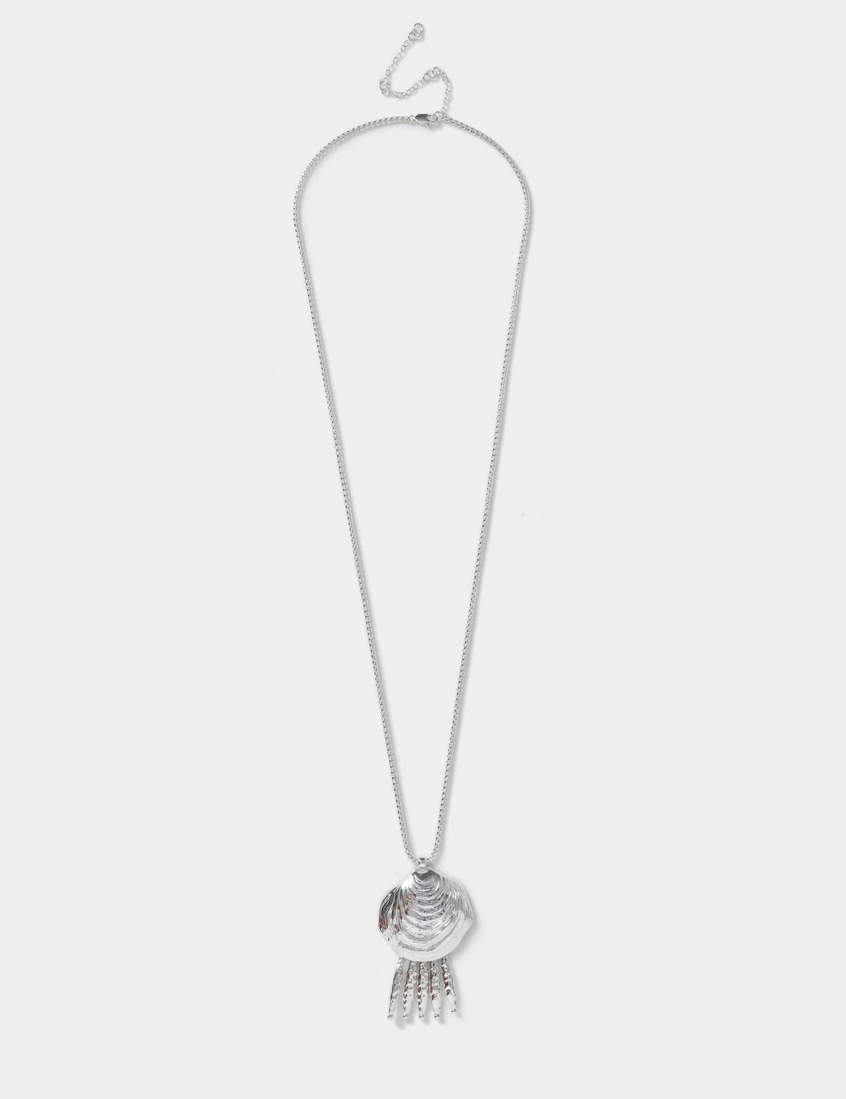 Shell Drop Long Pendant necklace in metal, UK version