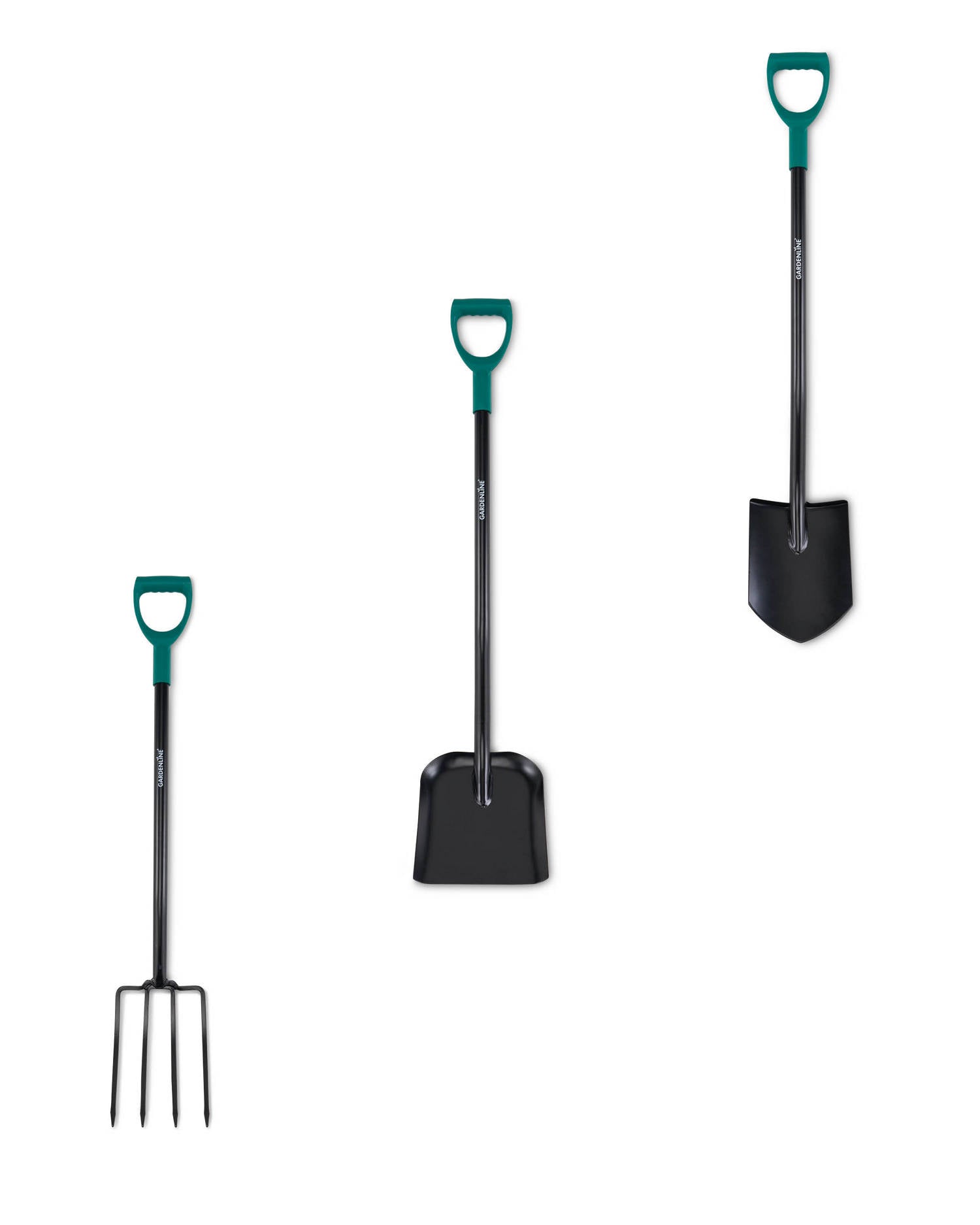 Spade fork and shovel garden tool with ergonomic handle, UK version
