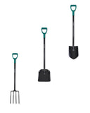 Spade fork and shovel garden tool with ergonomic handle, UK version
