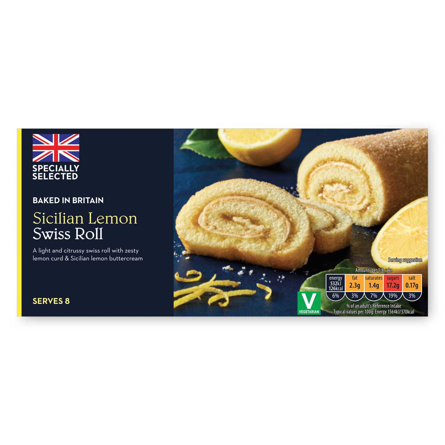 Sicilian lemon Swiss roll with lemon curd, (British brand)