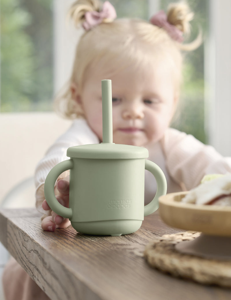 Mamas & Papas silicone sippy cup snack pot green kiwi (British brand)