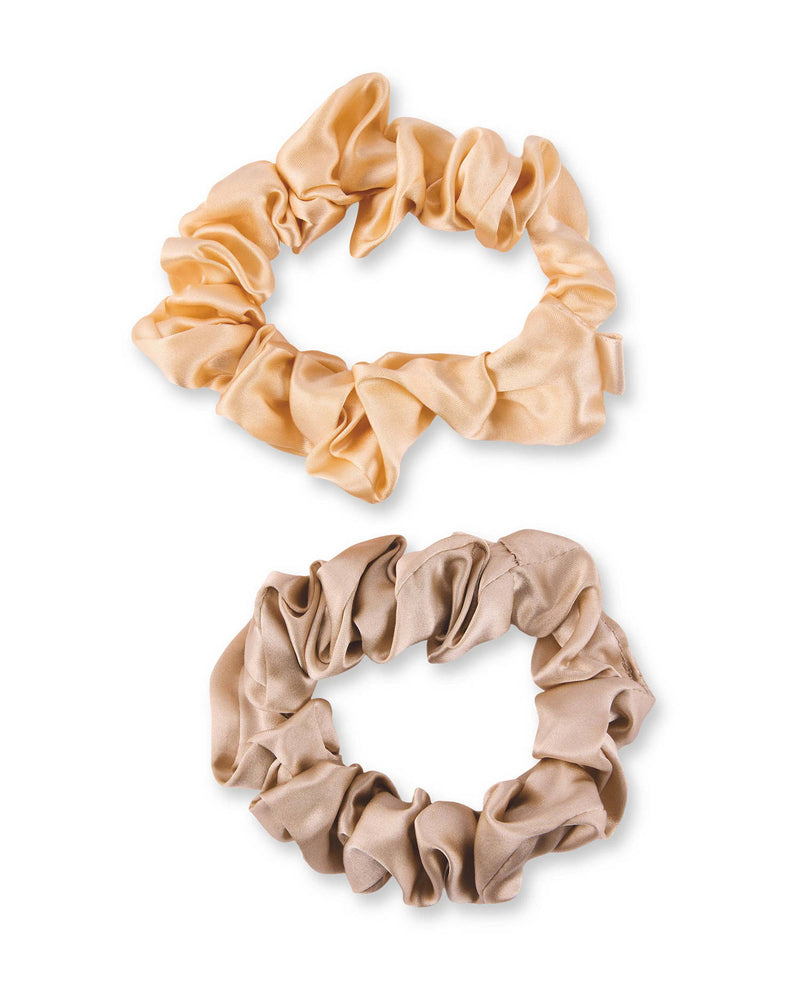 Silk scrunchies 2 pack in Blonde, Light Brown or Black, UK version