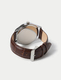 M&S silver tone round face croc strap watch (British brand)