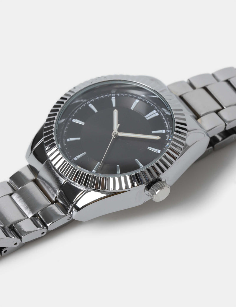 M&S silver tone round face watch with metal strap - British product