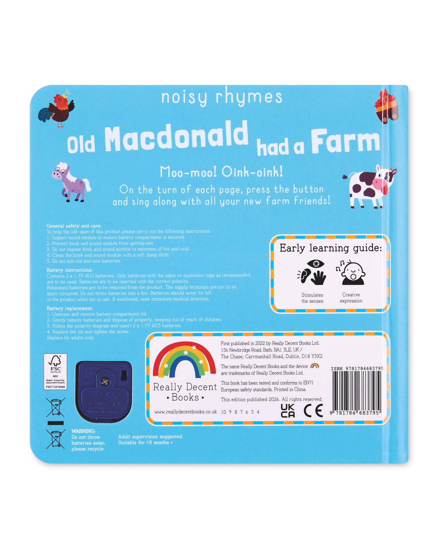 Children's nursery rhyme sound book with songs (British brand)
