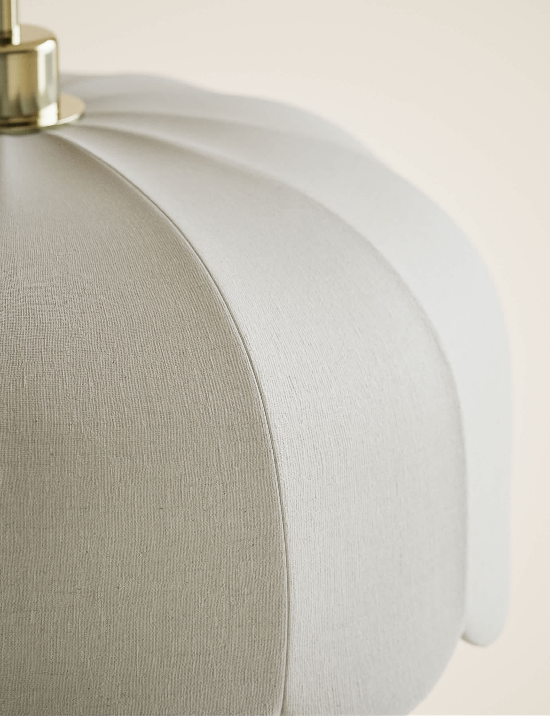 Pendant light scalloped linen with antique brass, imported from the UK