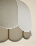 Pendant light scalloped linen with antique brass, imported from the UK