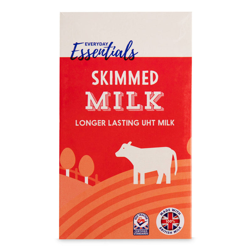 Skimmed UHT milk long life low fat dairy product, UK version