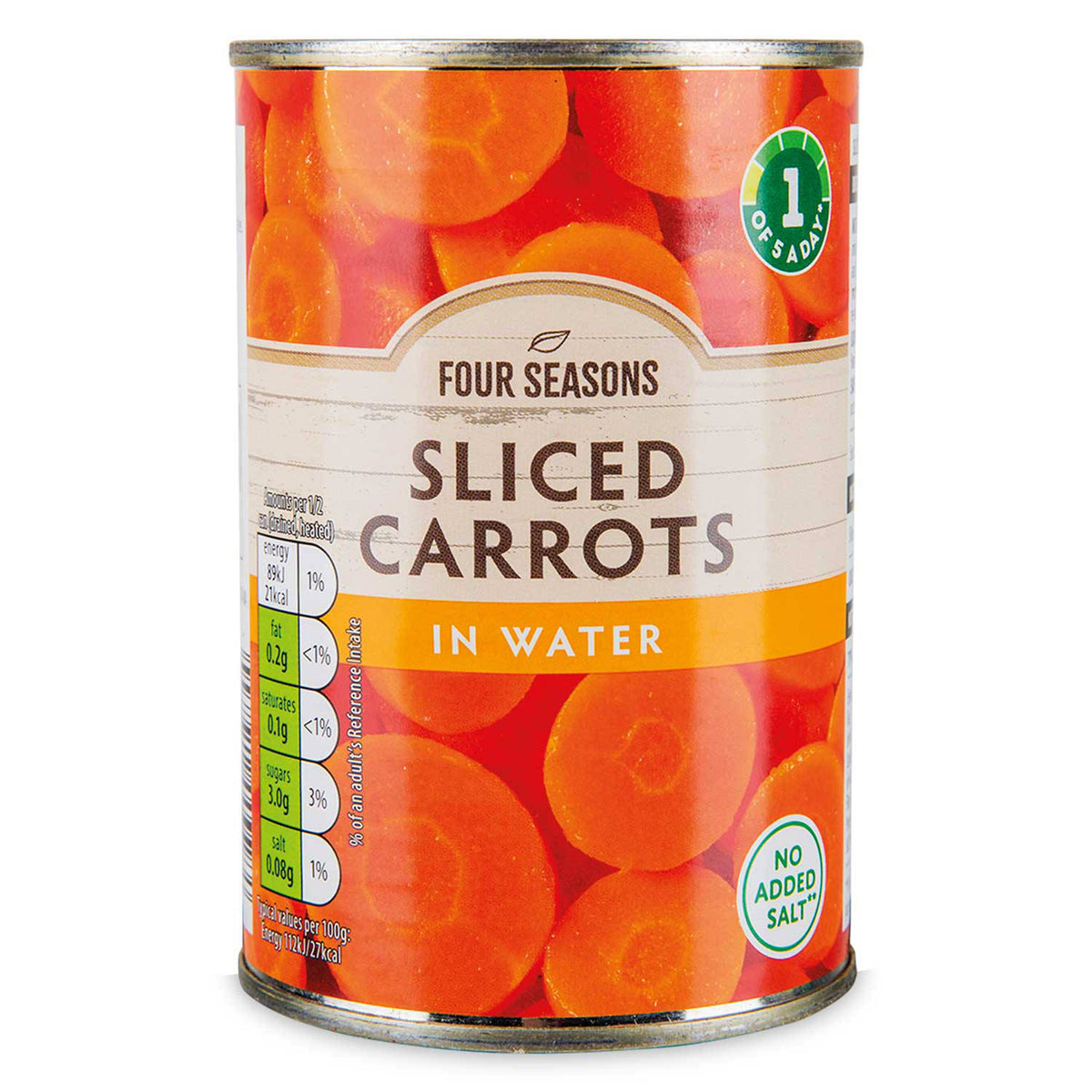 Sliced carrots in water canned vegetable (British brand)