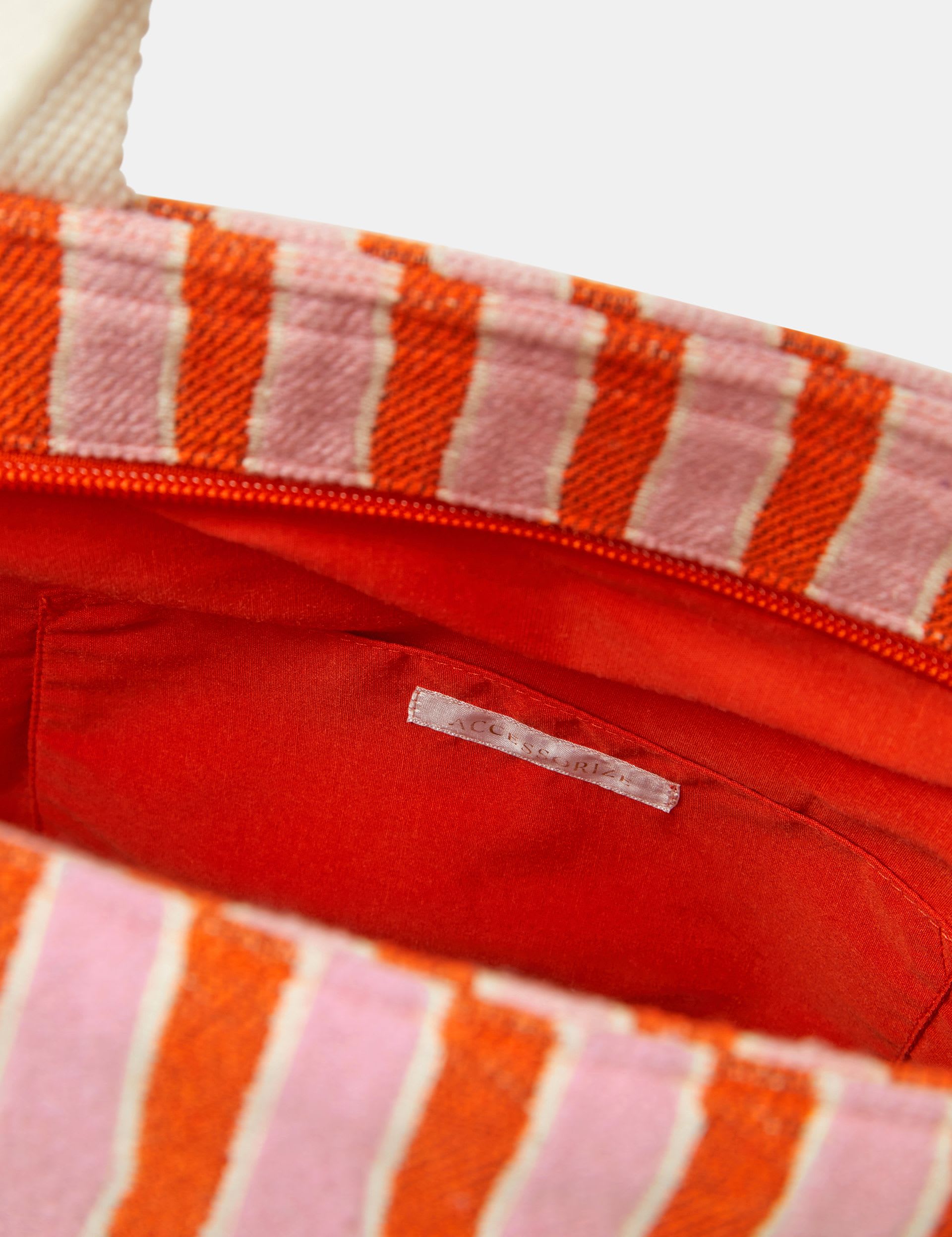 Accessorize striped beach tote bag with slogan embroidery (British brand)