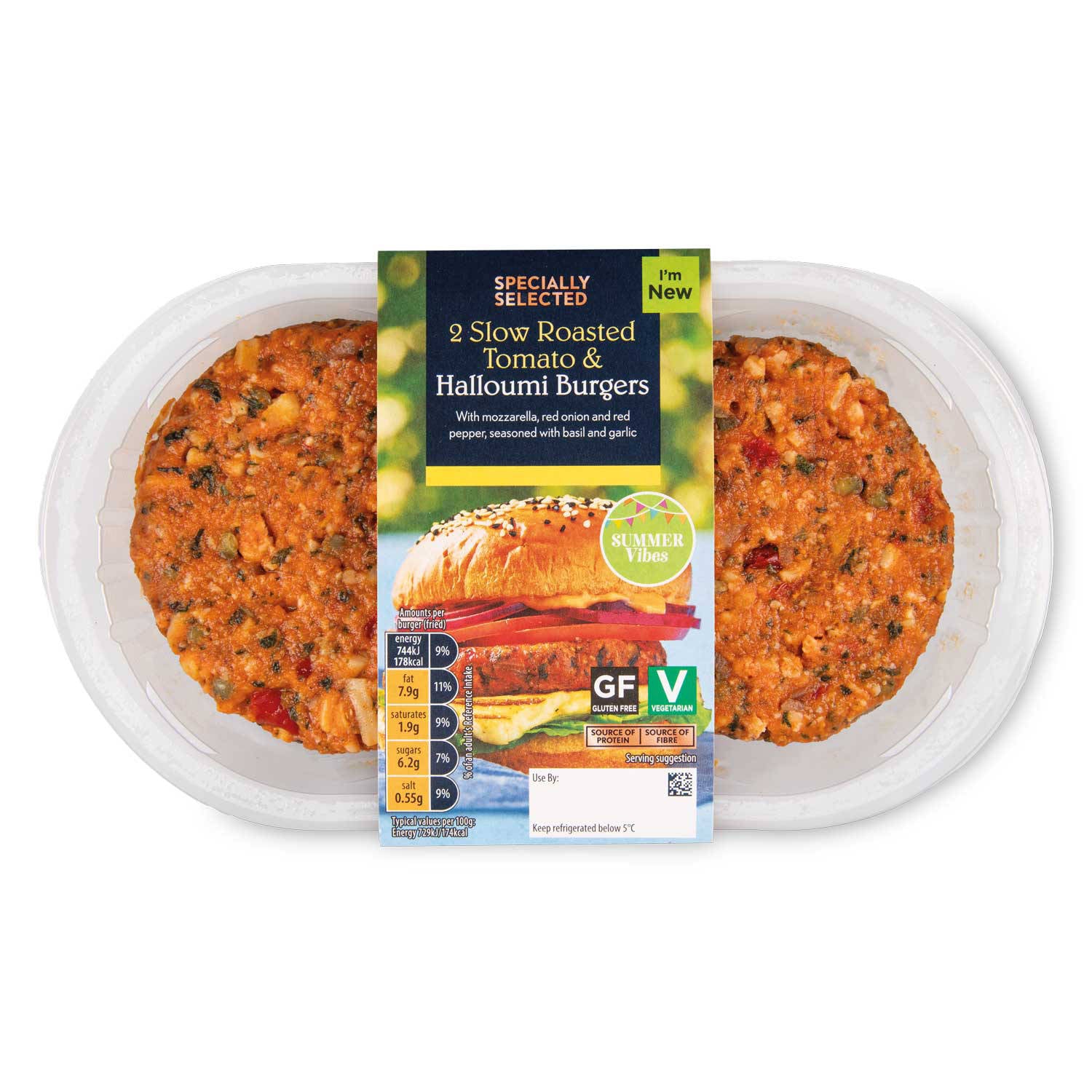 Vegetable burgers with tomato and halloumi 2 pack, UK version