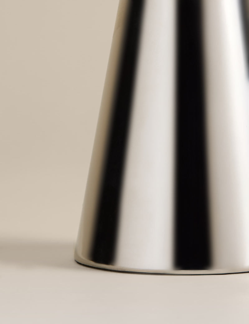Small chrome vase with conical design 16 cm (British brand)