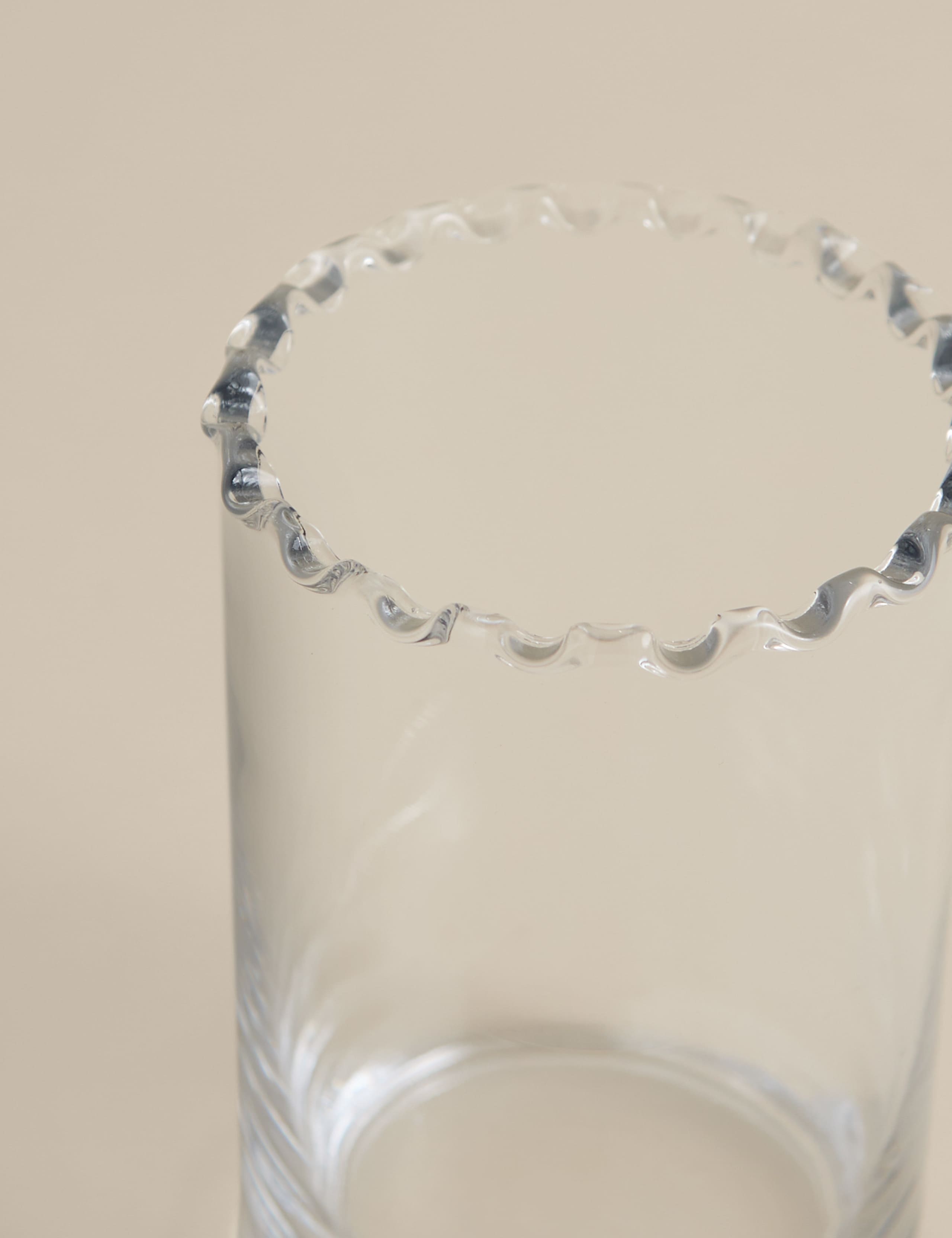 Small cylinder frill top glass vase 15cm (British brand)