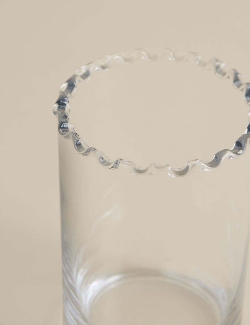 Small cylinder frill top glass vase 15cm (British brand)