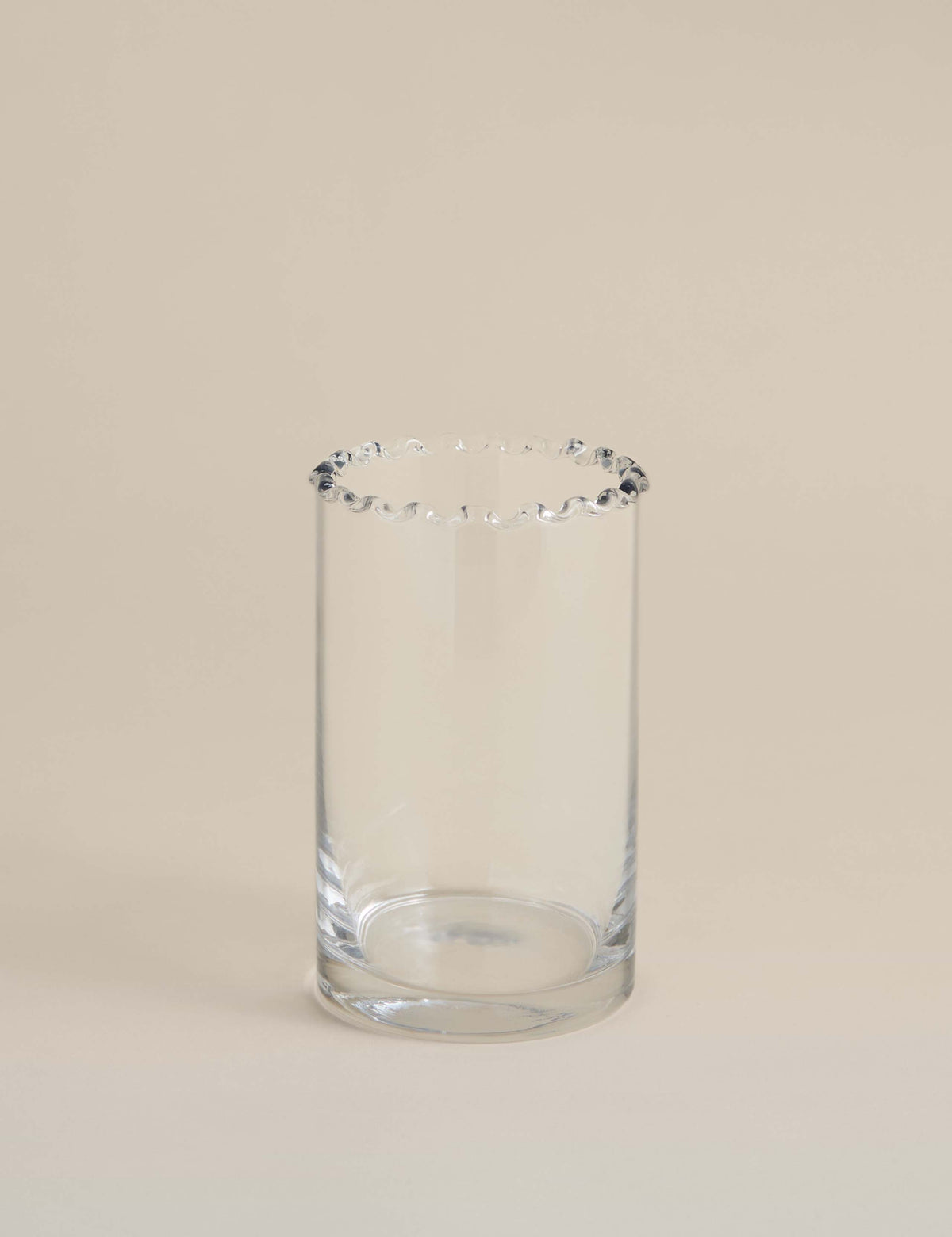 Small cylinder frill top glass vase 15cm (British brand)