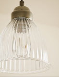 Small Florence pendant light with ribbed glass shade (British brand)