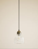 Small Florence pendant light with ribbed glass shade (British brand)