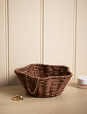Small scalloped rattan trinket bowl 15cm, UK version