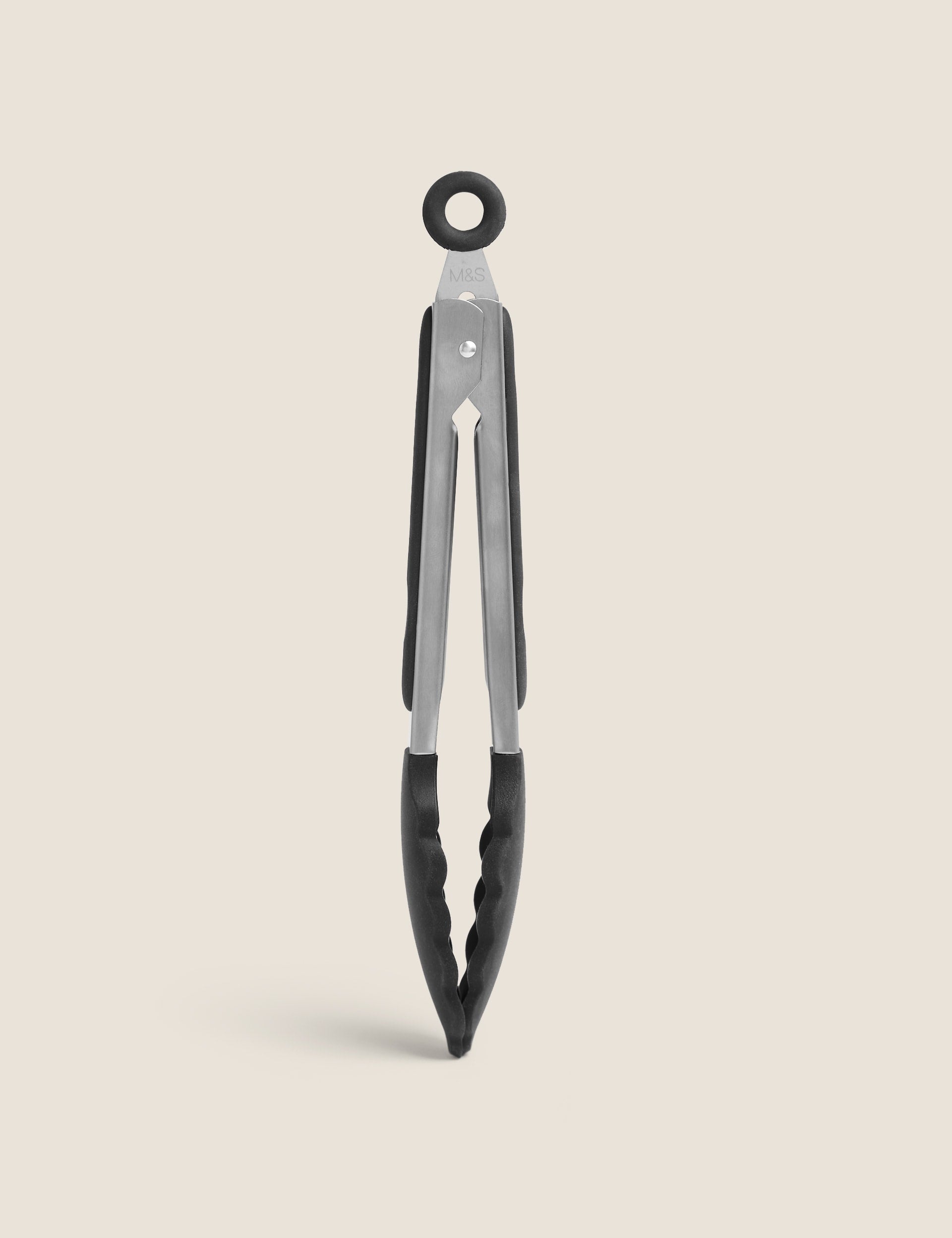 Small silicone tongs with heat-resistant design and locking mechanism (British brand)