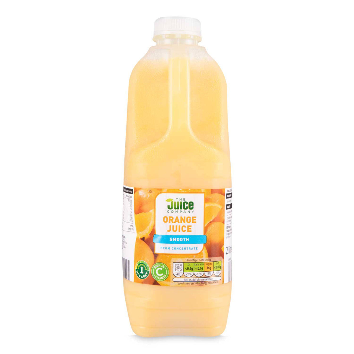 Smooth orange juice from concentrate 2 litres (British brand)
