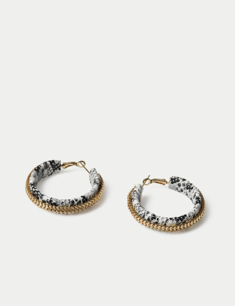 Snake chain hoop earrings with hinged fastening, imported from the UK