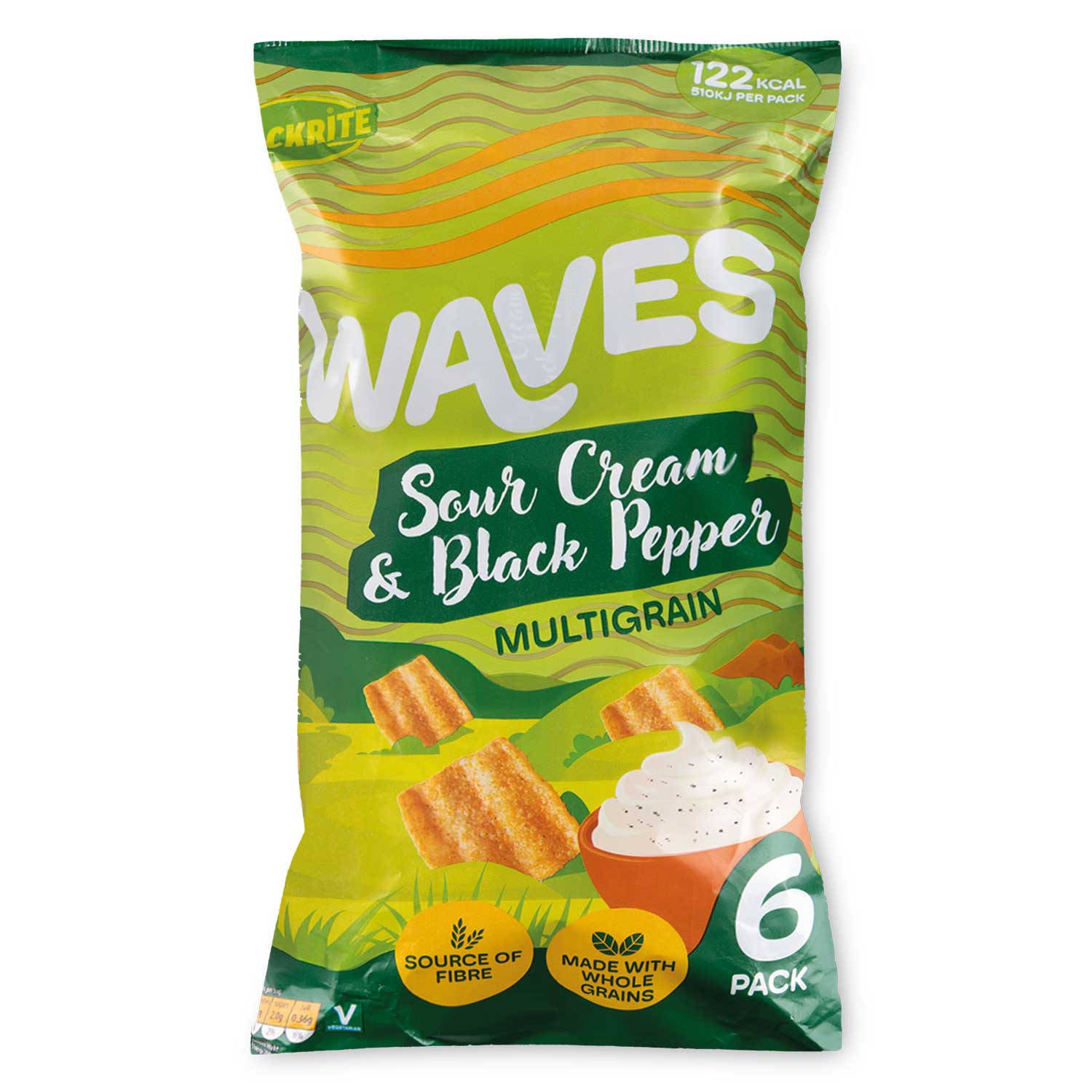 Sour cream and black pepper waves 6 pack, imported from the UK