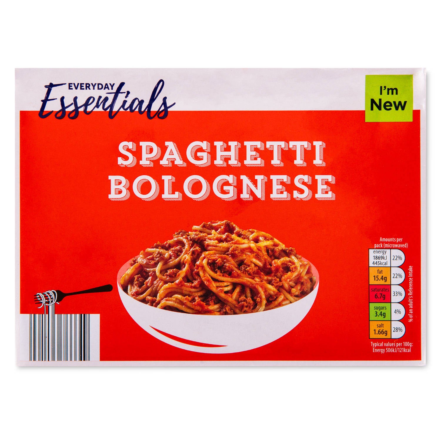 Frozen spaghetti bolognese with minced beef - British product