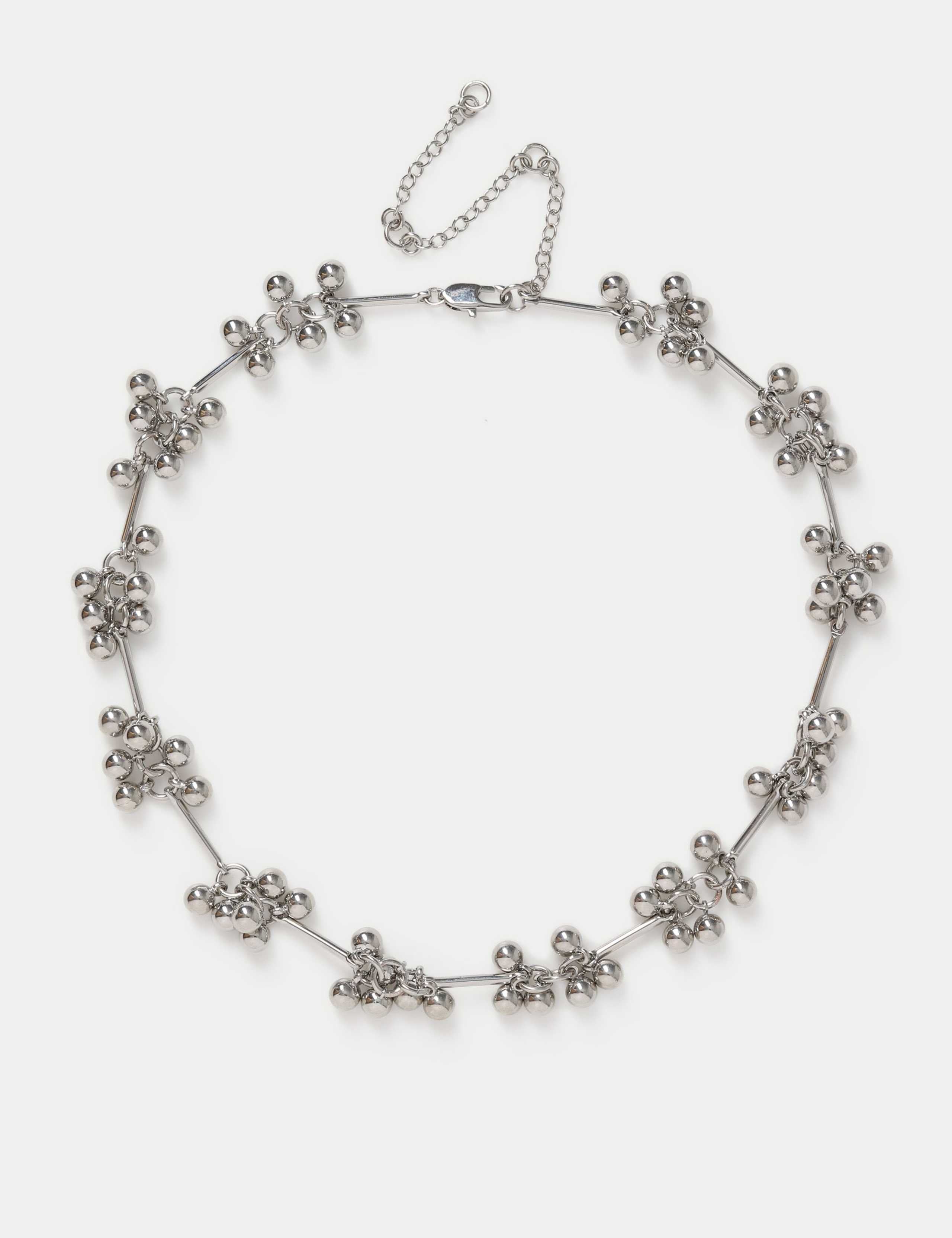 Sphere cluster necklace with brass and acrylic beads - British product
