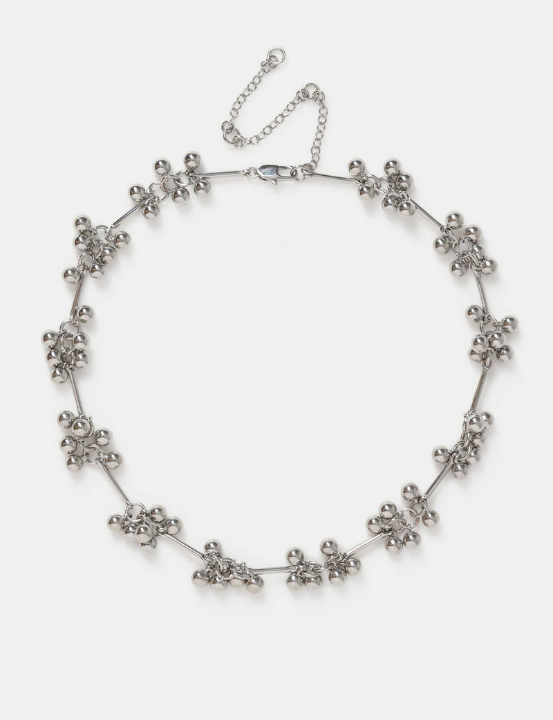 Sphere cluster necklace with brass and acrylic beads - British product