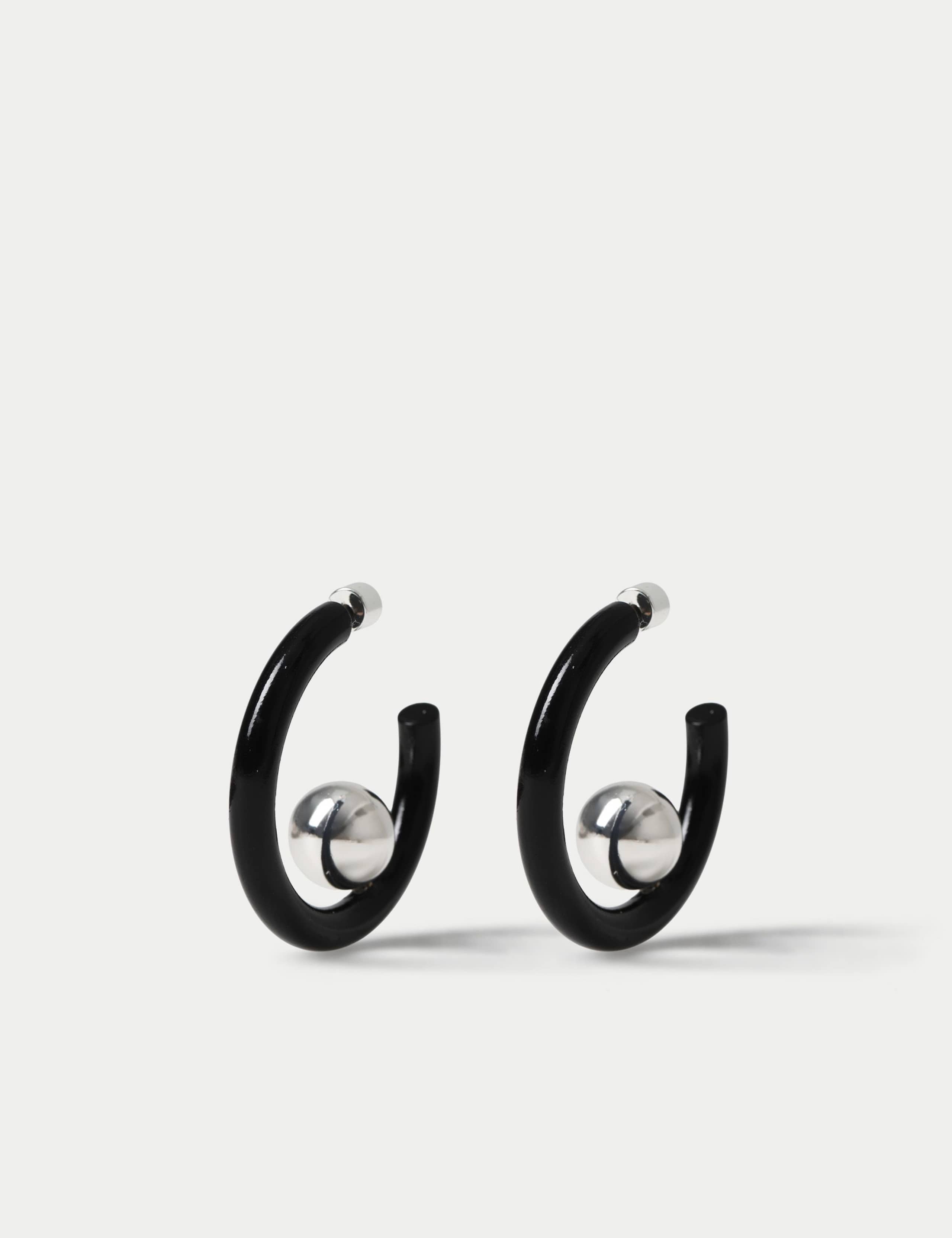 Sphere hoop earrings made of zinc alloy and acrylic, UK version