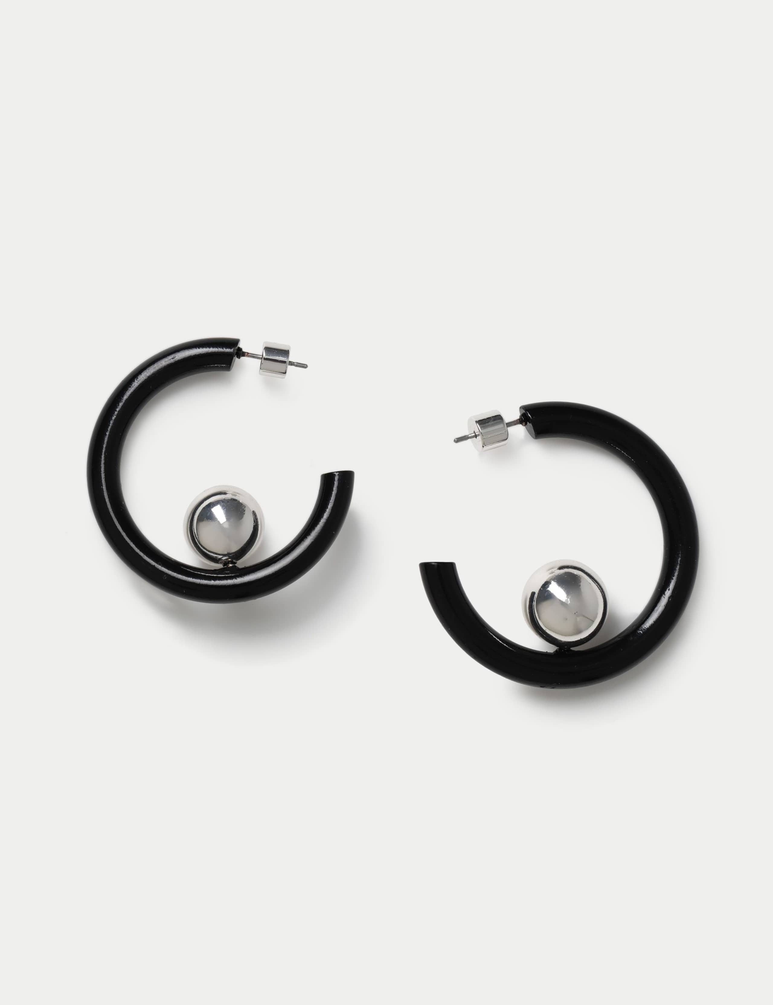 Sphere hoop earrings made of zinc alloy and acrylic, UK version