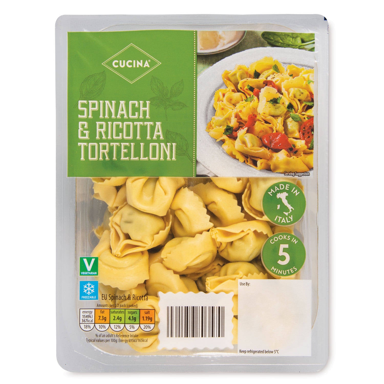 Spinach & Ricotta Tortelloni, imported from the UK