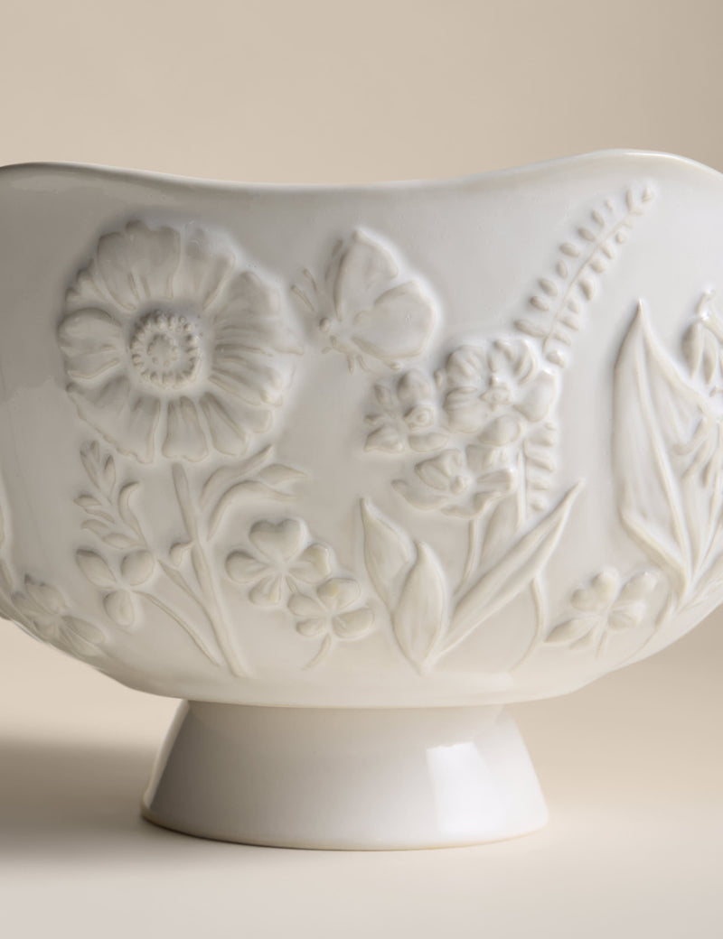 Spring Meadow footed serving bowl stoneware - British product