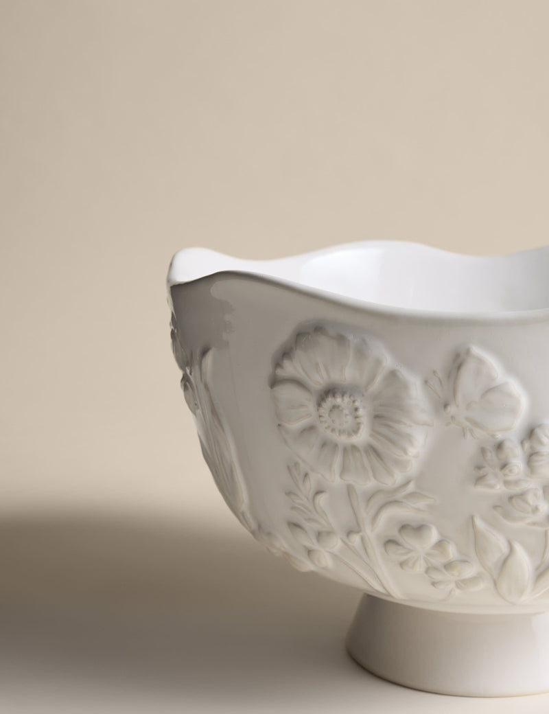 Spring Meadow footed serving bowl stoneware - British product