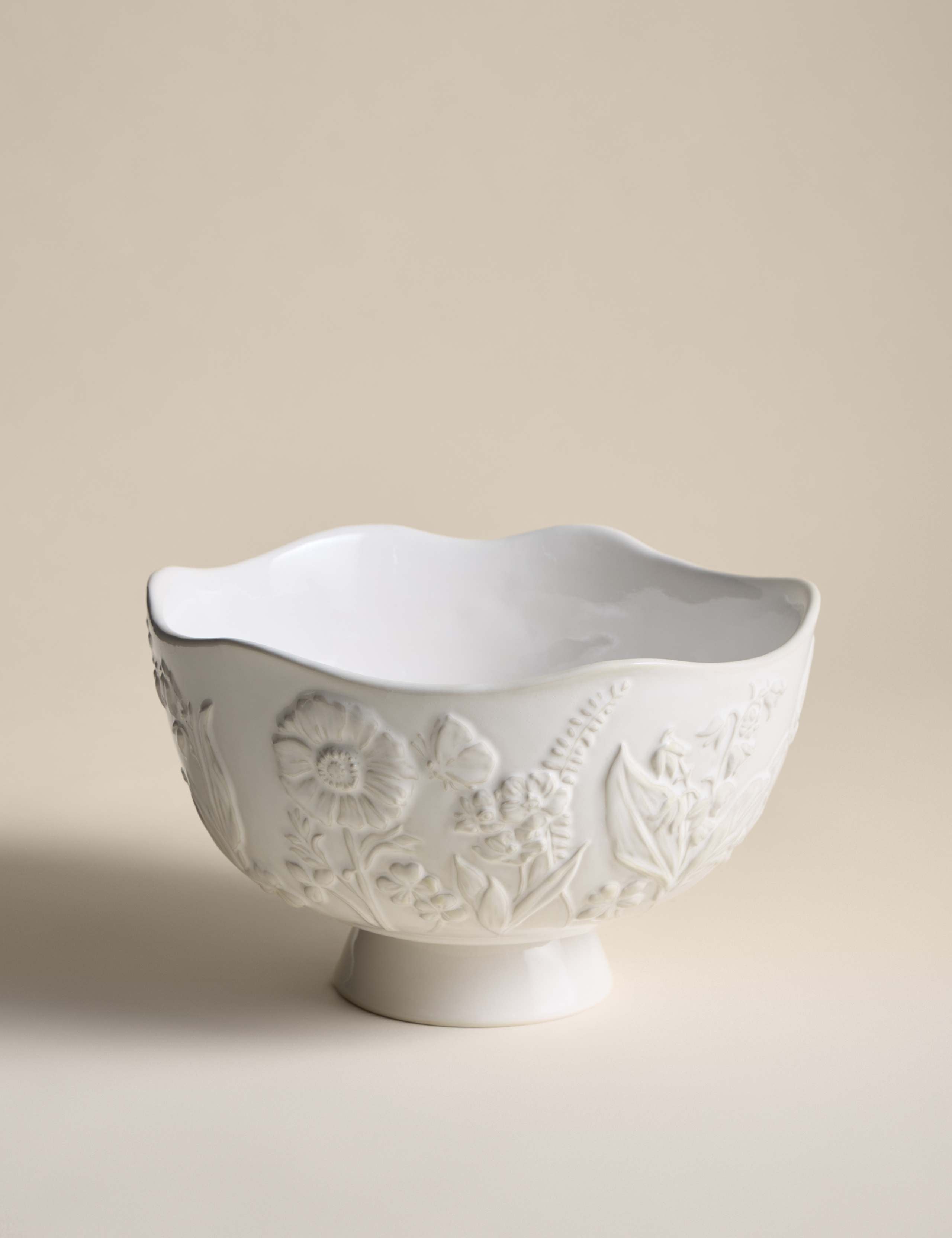Spring Meadow footed serving bowl stoneware - British product
