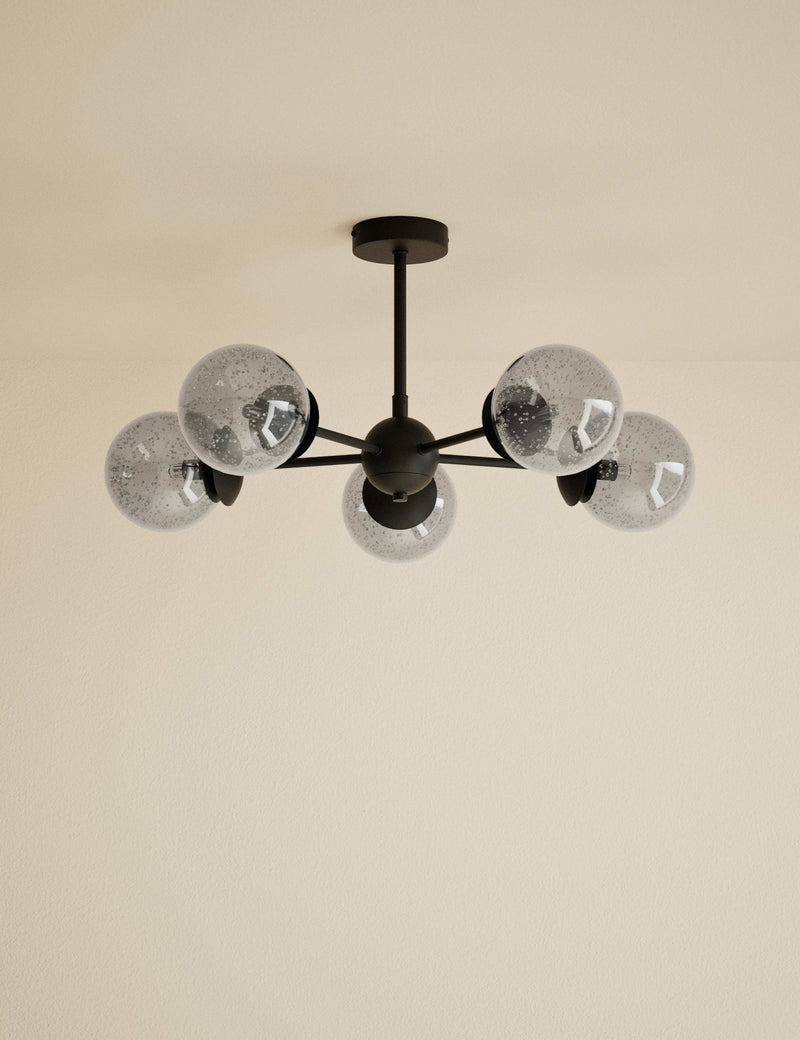 Sputnik bubble glass ceiling light five arms - British product