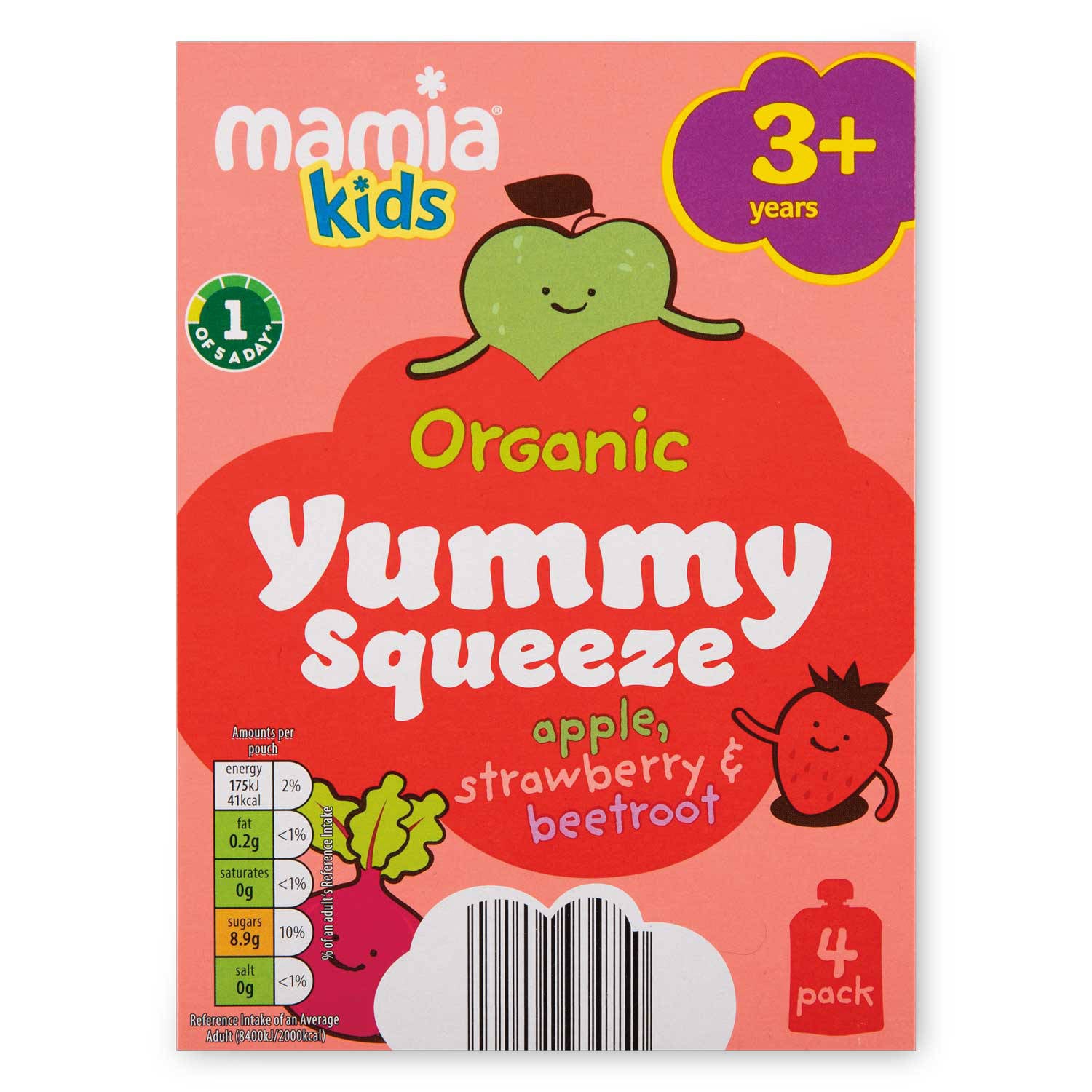 Squishy Snacks fruit pouches apple and strawberry 4 x 100g, UK version