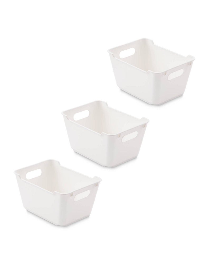 Stackable Storage Box with Handles - 11L, 2-Pack 5.5L, 3-Pack 1.7L (Black/White)
