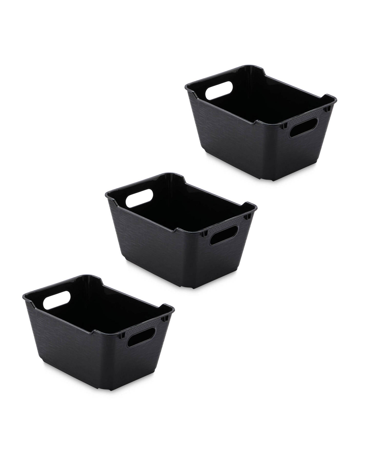 Stackable Storage Box with Handles - 11L, 2-Pack 5.5L, 3-Pack 1.7L (Black/White)